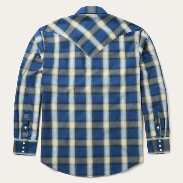 Stetson Blue Sage Dobby Plaid Western Shirt