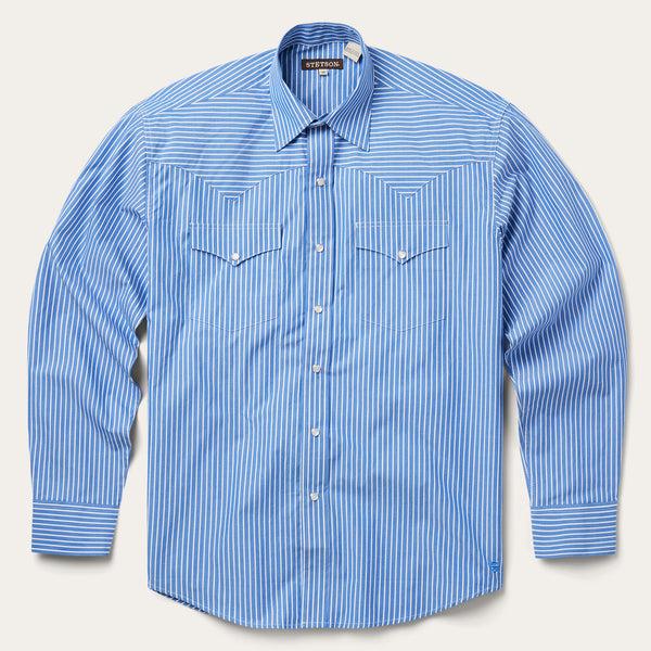 stetson Blue Western Stripe Shirt