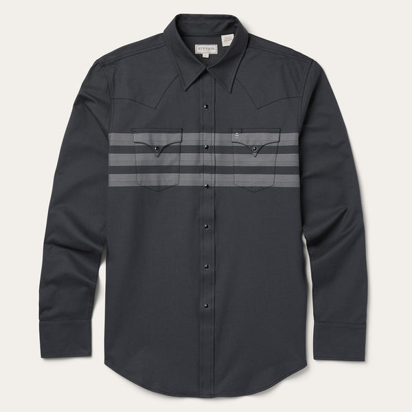 stetson Border Stripe Twill Western Shirt
