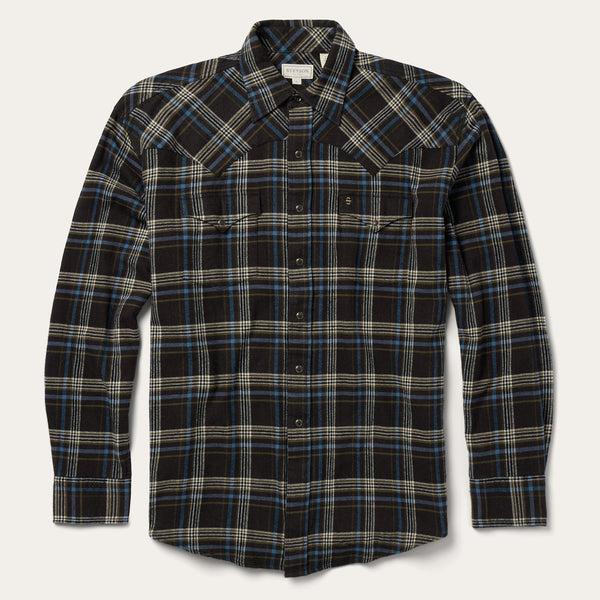 stetson Brown Plaid Flannel Western Shirt