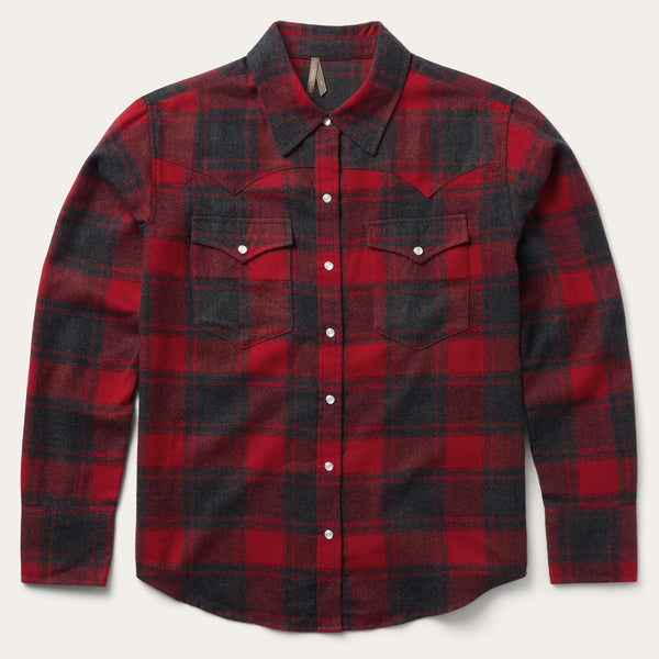stetson Buffalo Plaid Flannel Western Shirt