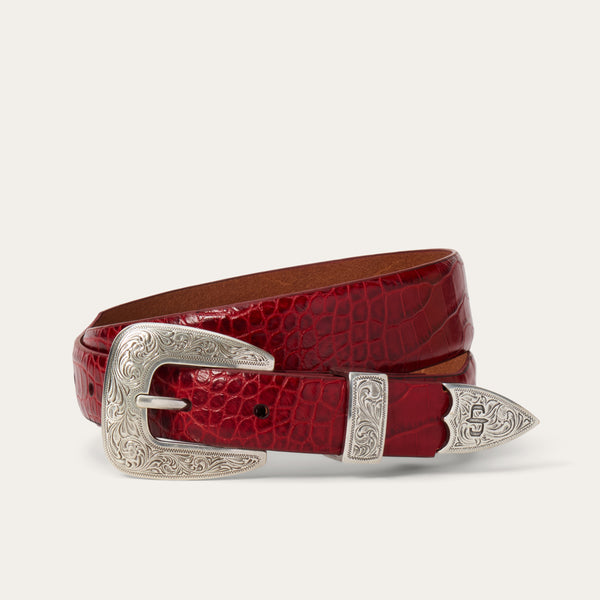 stetson Croco Print Tapered Belt