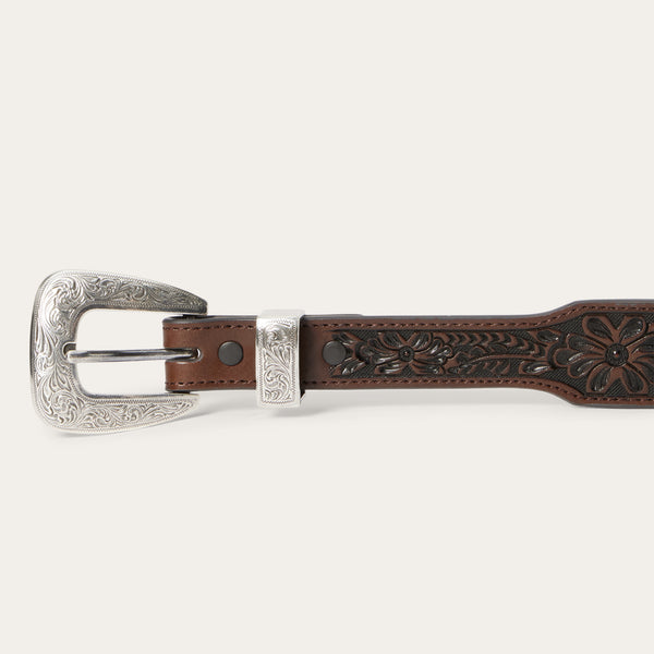 Stetson Croco Print Tooled Tapered Belt