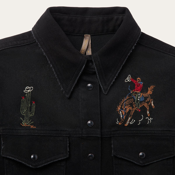 Stetson Embroidered Black Denim Shirt