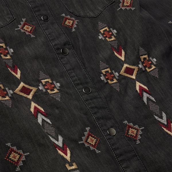 Stetson Embroidered Black Denim Shirt Dress