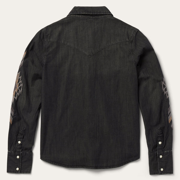 Stetson Embroidered Black Denim Shirt