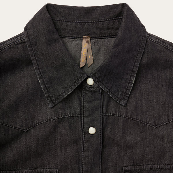 Stetson Embroidered Black Denim Shirt