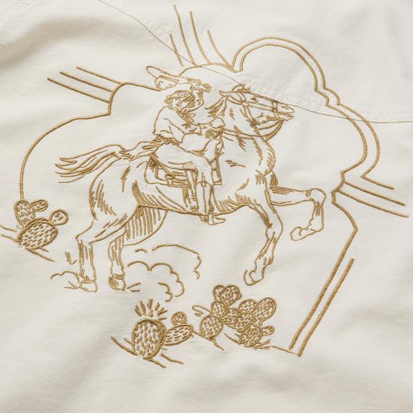 Stetson Embroidered Cream Denim Cropped Shirt