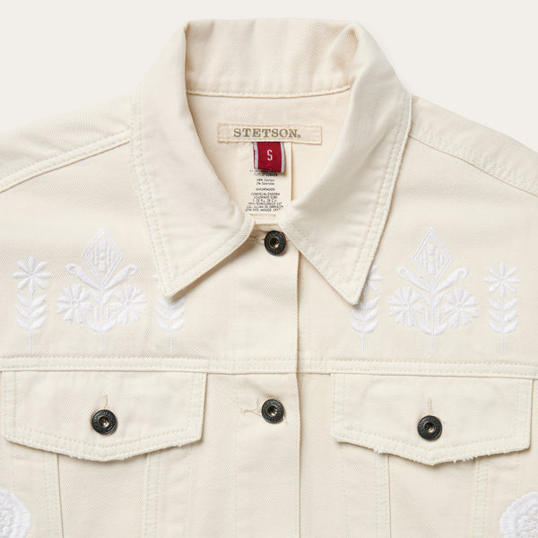Stetson Embroidered Cream Denim Jacket