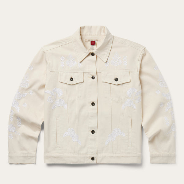stetson Embroidered Cream Denim Jacket