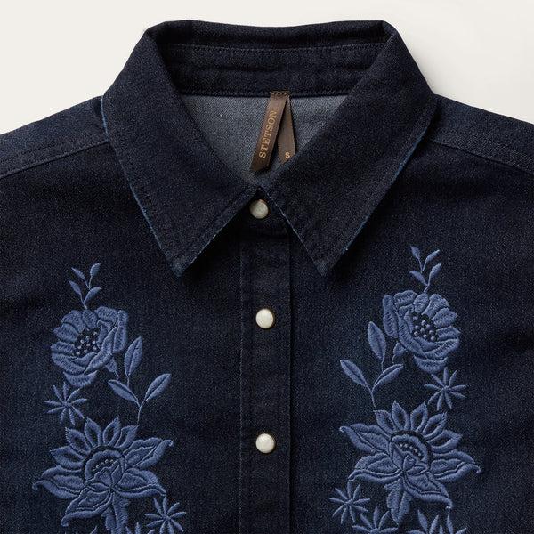 Stetson Embroidered Dark Denim Snap Front Shirt
