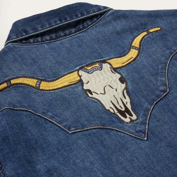 Stetson Embroidered Dark Denim Western Shirt