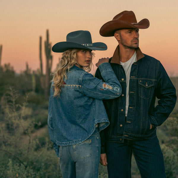 Stetson Embroidered Denim Button-Up Cropped Shirt