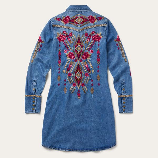 Stetson Embroidered Denim Shirt Dress