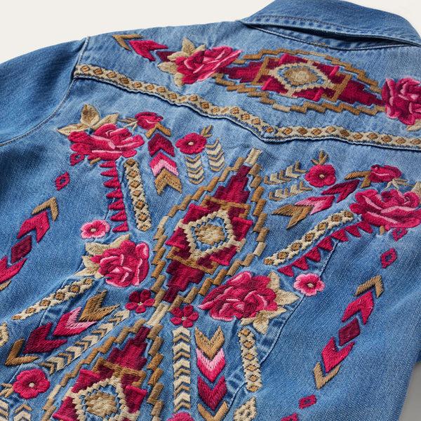 Stetson Embroidered Denim Shirt Dress