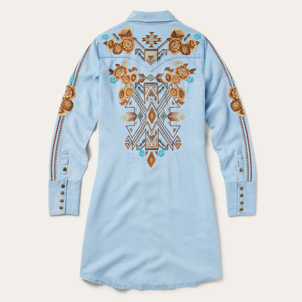 Stetson Embroidered Denim Shirt Dress