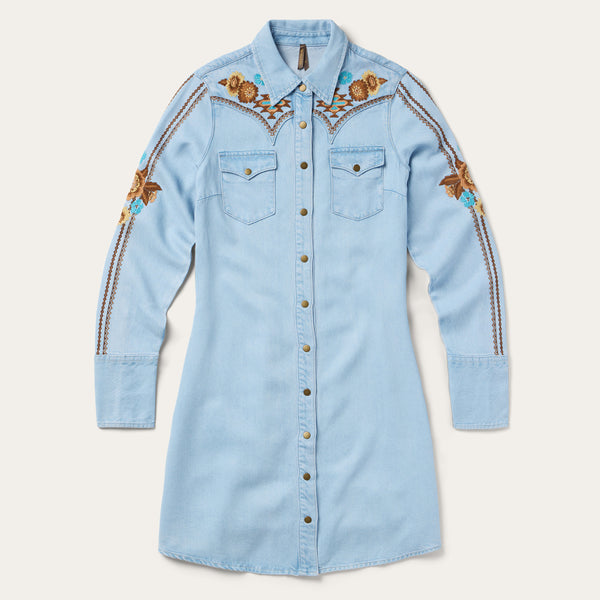 stetson Embroidered Denim Shirt Dress