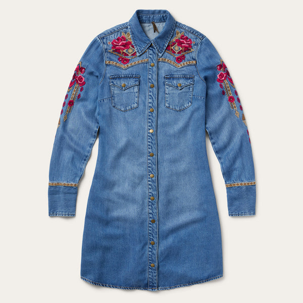 stetson Embroidered Denim Shirt Dress