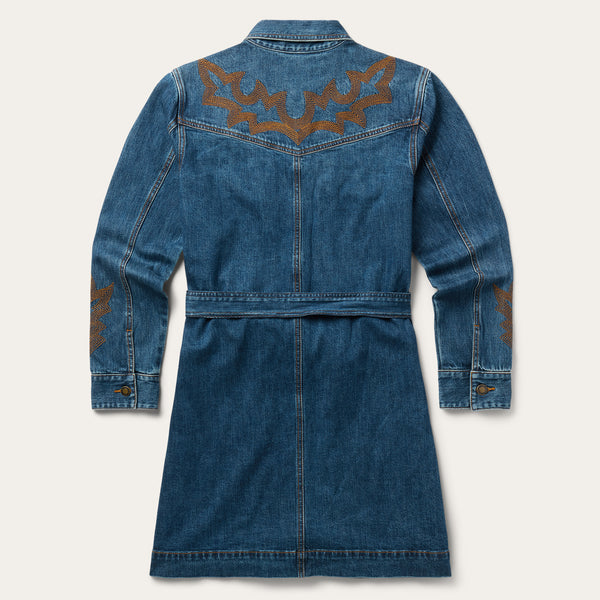 Stetson Embroidered Stretch Denim Shirt Dress