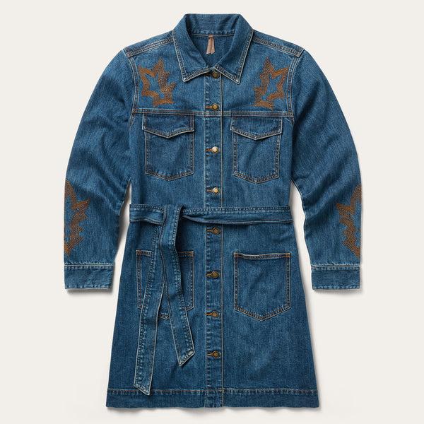stetson Embroidered Stretch Denim Shirt Dress