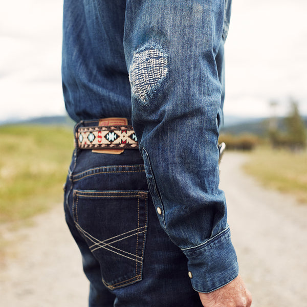 Stetson Embroidered Tooled Tab Belt