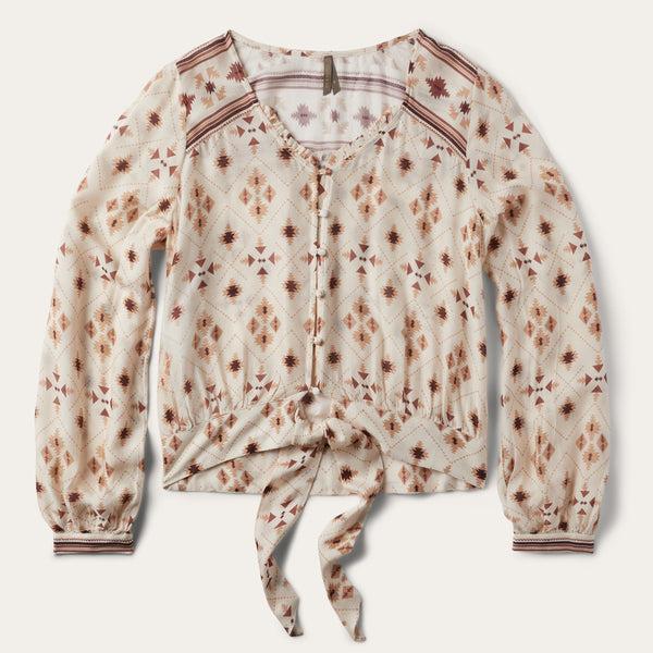 stetson Gaucho Print Herringbone Blouse