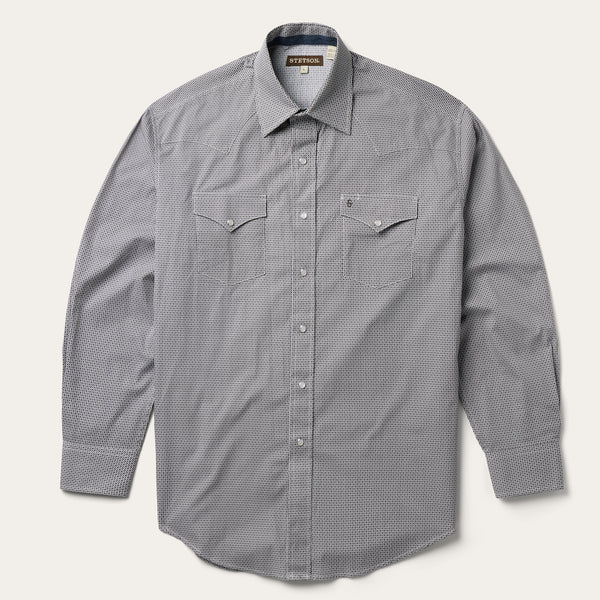 stetson Grey Geo Print Western Shirt