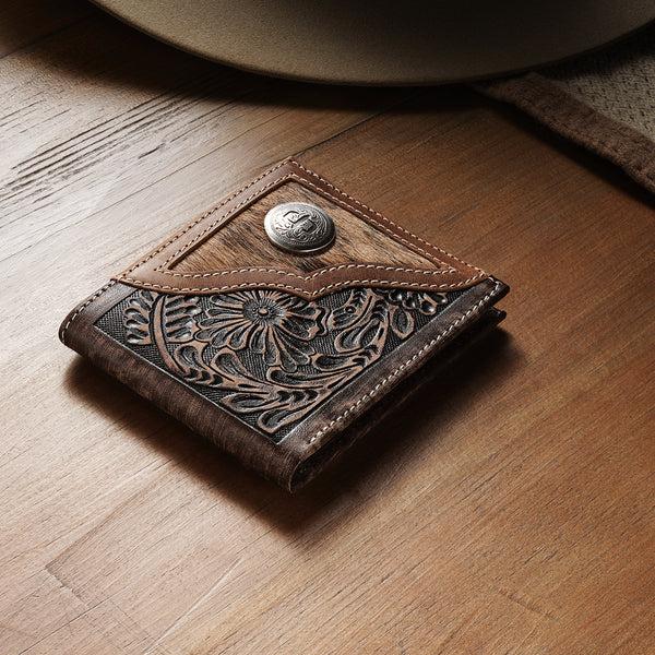 Stetson Hair-On-Hide Concho Bi-Fold Wallet