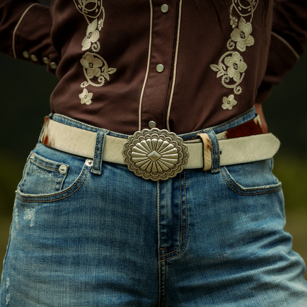 Stetson Hair-On-Hide Southwestern Buckle Belt