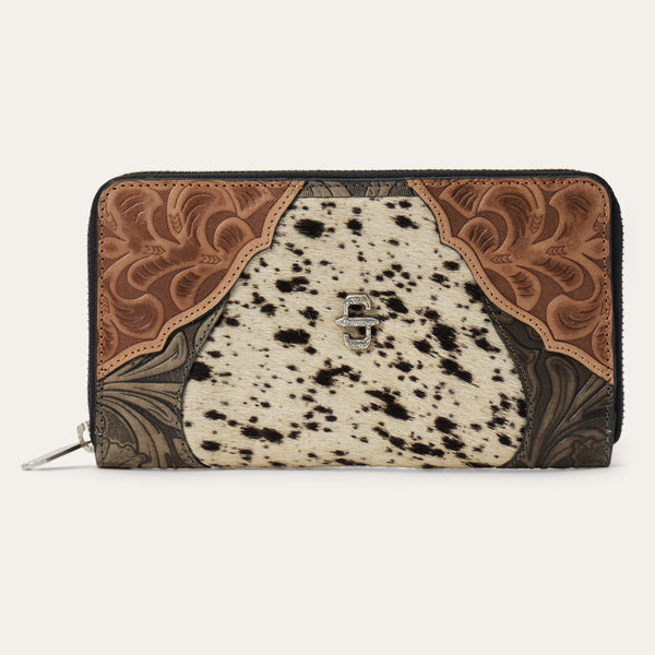 stetson Hair-On-Hide Tooled Zip Wallet