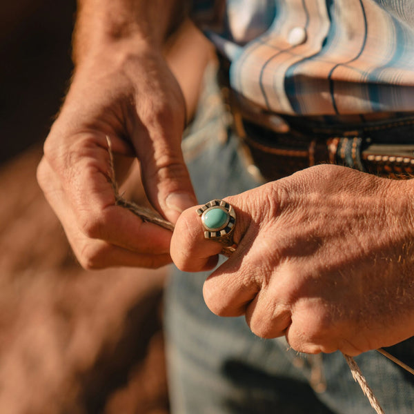 Stetson Horseshoe Ring With Turquoise
