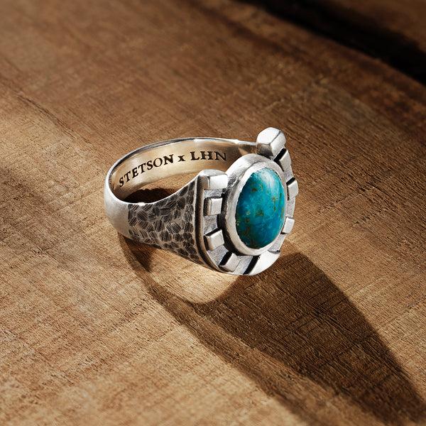 Stetson Horseshoe Ring With Turquoise