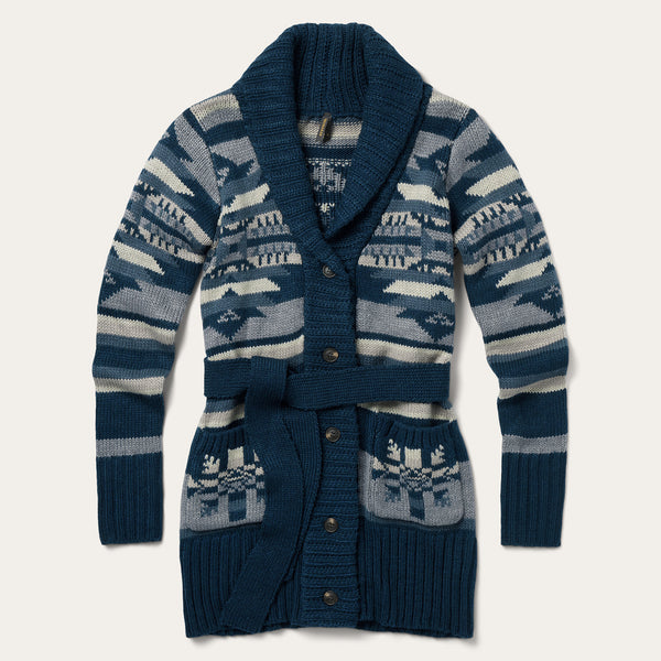 stetson Indigo Aztec Belted Cardigan