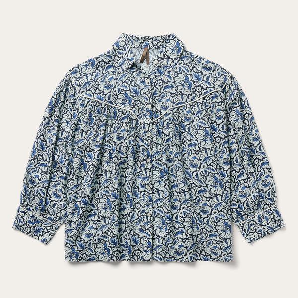 stetson Indigo Tapestry Print Blouse
