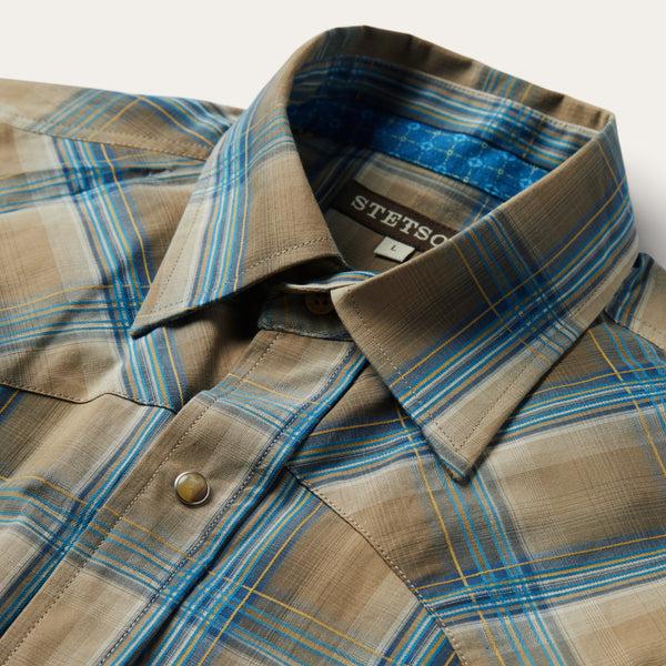 Stetson Khaki Ombre Plaid Shirt