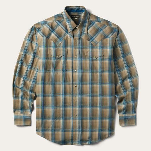 stetson Khaki Ombre Plaid Shirt
