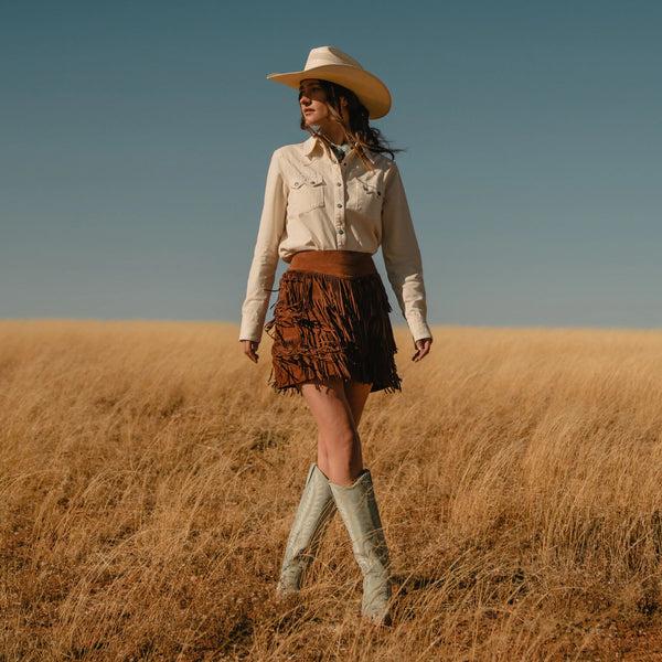 Stetson Lamb Suede Fringe Mini Skirt