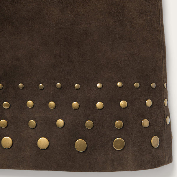 Stetson Lamb Suede Skirt With Nailheads