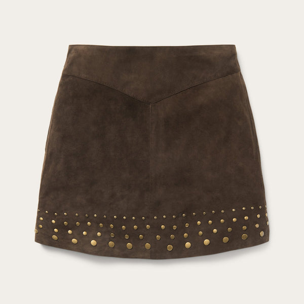 stetson Lamb Suede Skirt with Nailheads