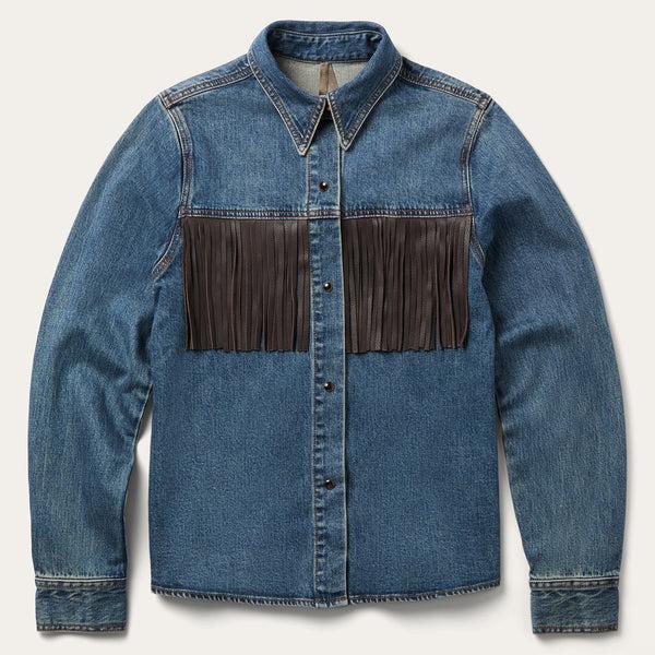 stetson Leather Fringe Denim Shirt
