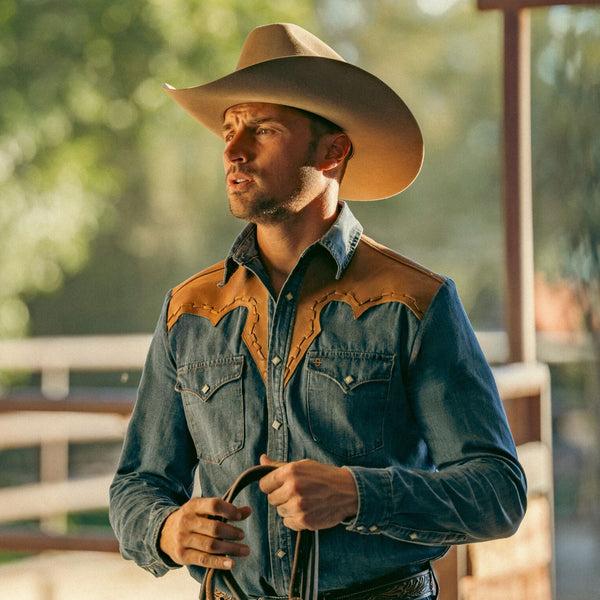 Stetson Leather Yoke Denim Shirt