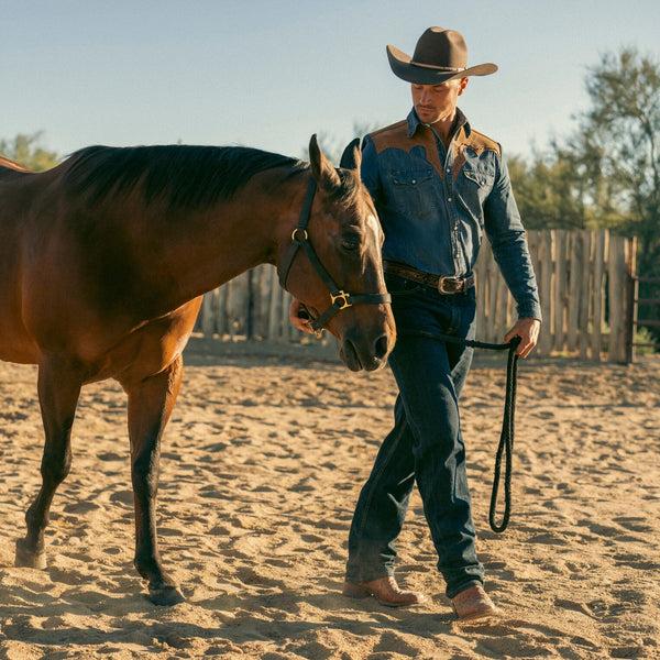 Stetson Leather Yoke Denim Shirt
