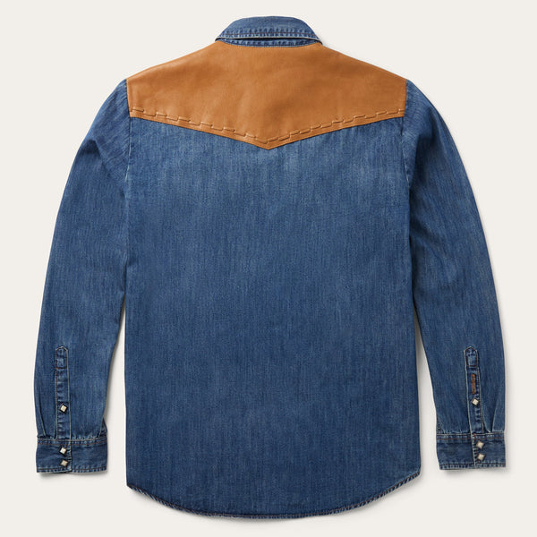 Stetson Leather Yoke Denim Shirt