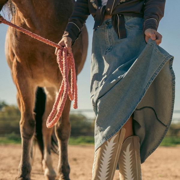 Stetson Light Wash Denim Skirt