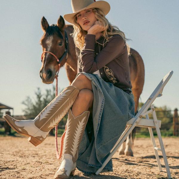 Stetson Light Wash Denim Skirt