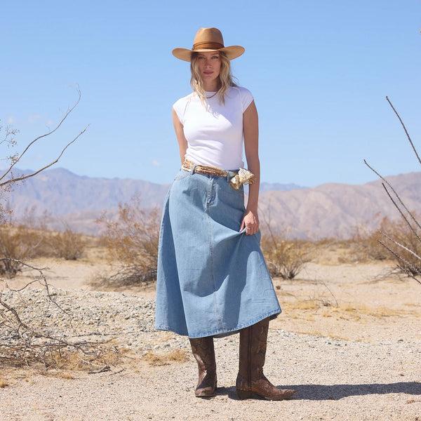 Stetson Light Wash Denim Skirt