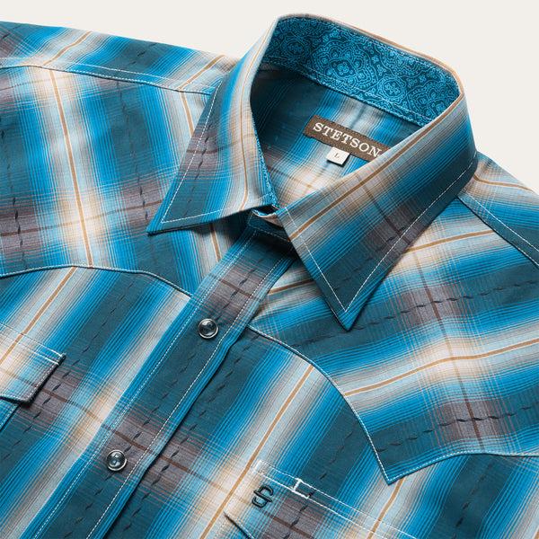 Stetson Marine Ombre Plaid Western Shirt