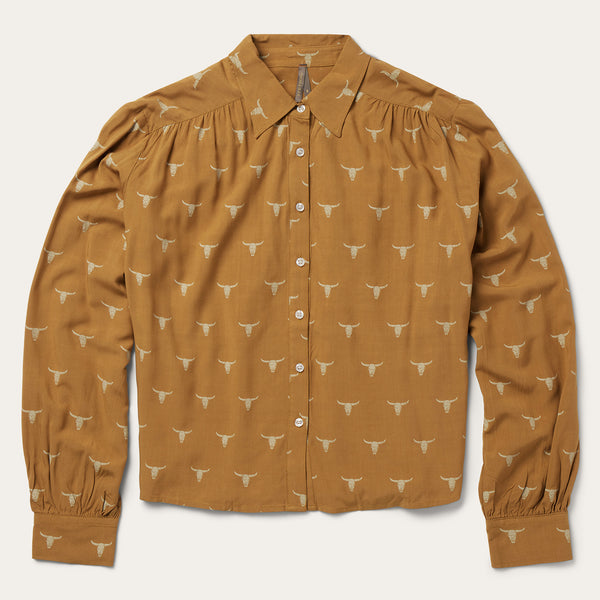 stetson Mojave Longhorn Print Poet Blouse
