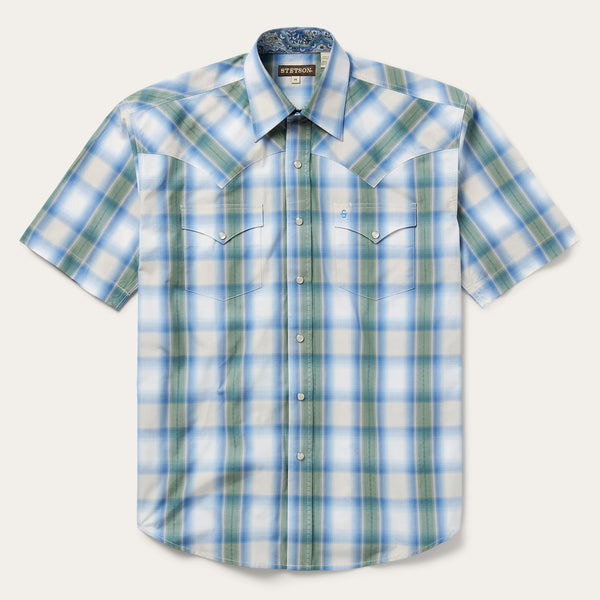 stetson Moss Plaid Short-Sleeve Western Shirt