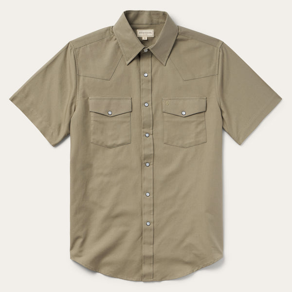 stetson Olive Oxford Short Sleeve Western Shirt